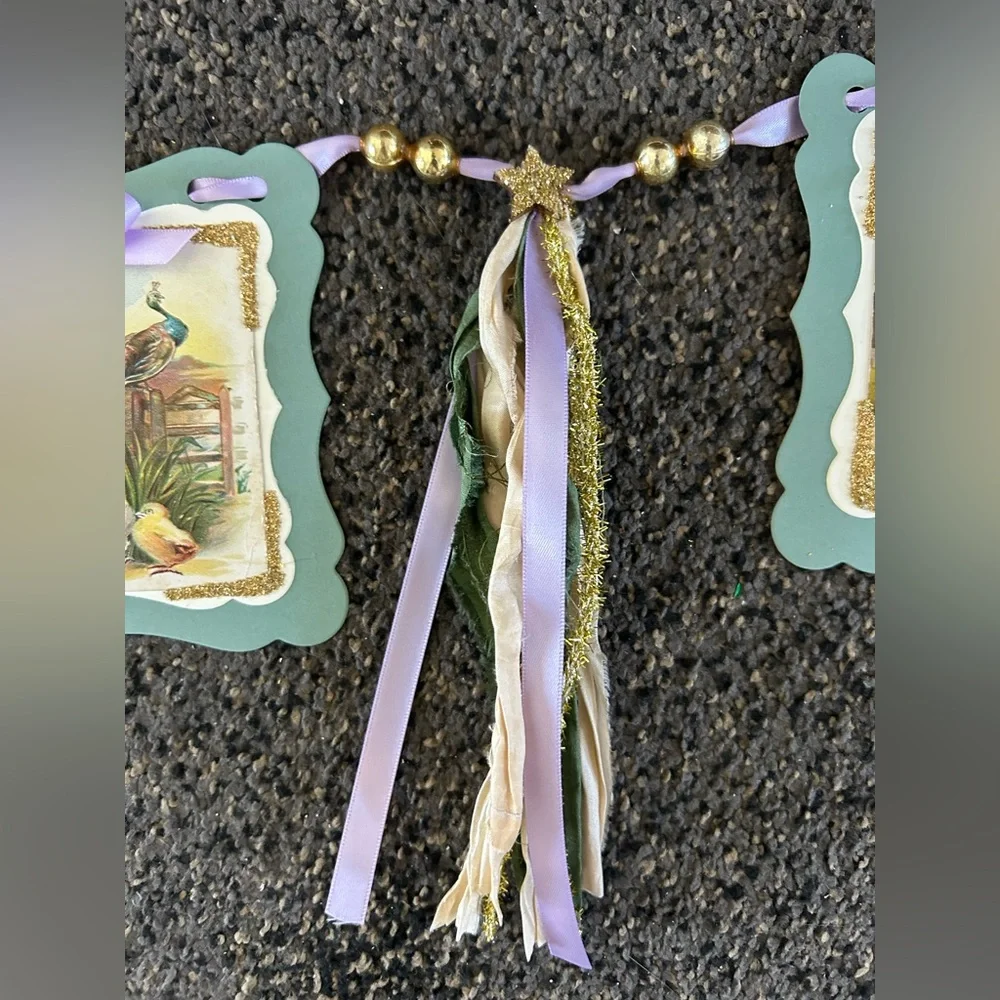 Easter postcard 1900’s vintage repurposed Holiday garland